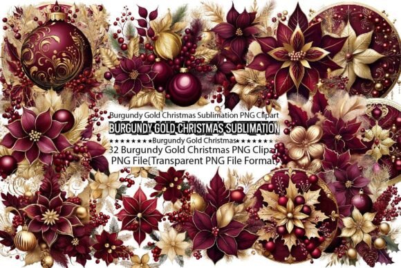 Download Burgundy Gold Christmas Sublimation - Premium Resources