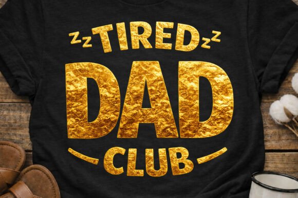 Download Tired Dad Club Foil PNG Design - Premium Resources